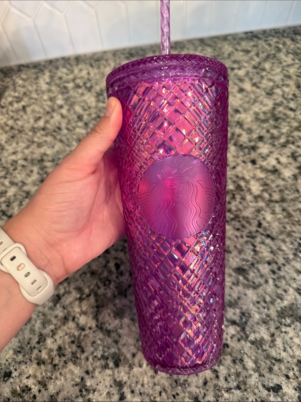 Starbucks Iridescent Magenta Studded Tumbler with Straw